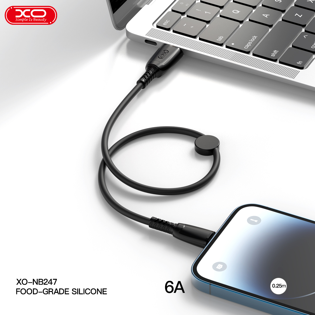 XO cable NB247 USB - USB-C 0,25 m 6A yellow